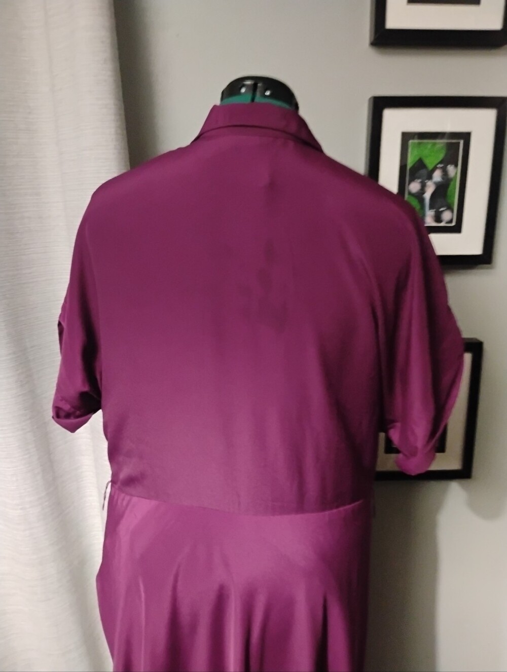 Ralph Lauren Fratillio Collared Surplice Midi Faux-Wrap Dress Magenta Sz 16 NWOT - Picture 9 of 10
